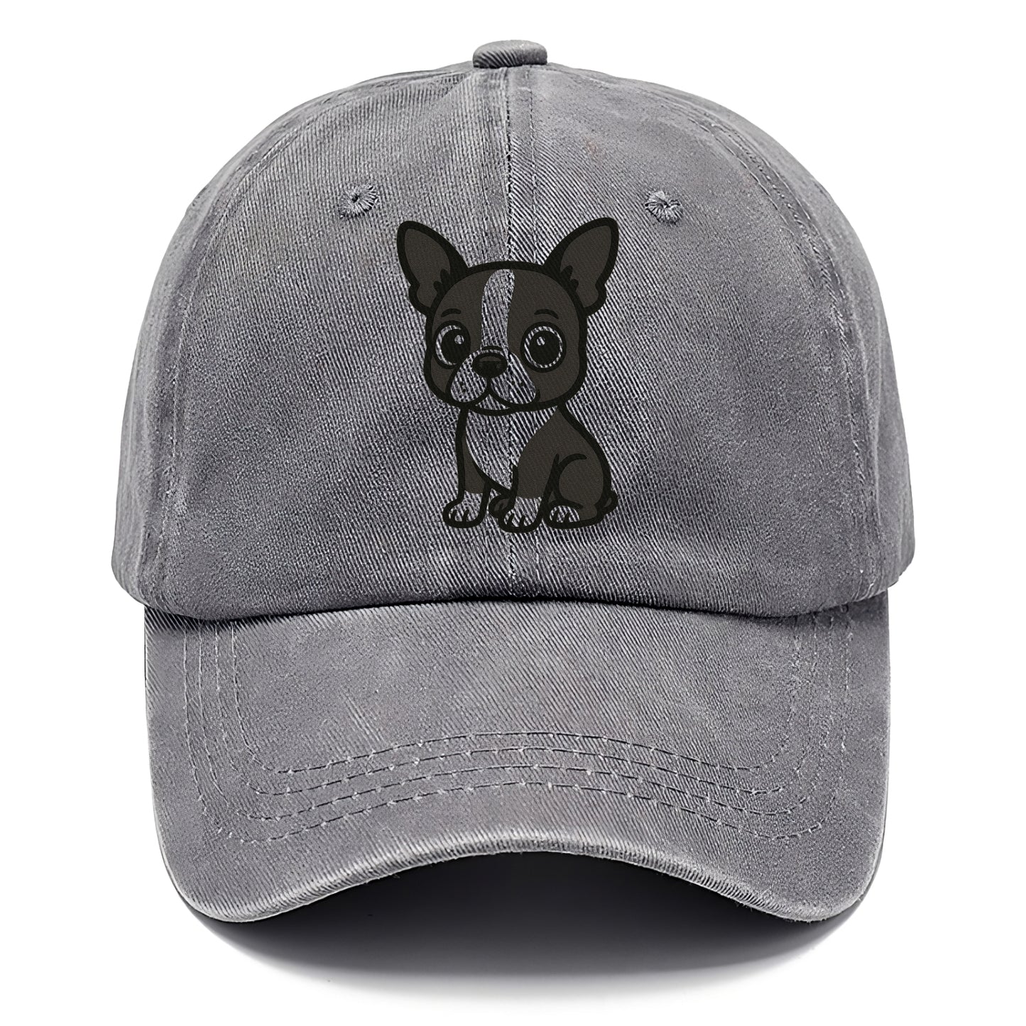 boston terrier black and white sitting pose with tuxedo markings portrait design Hat