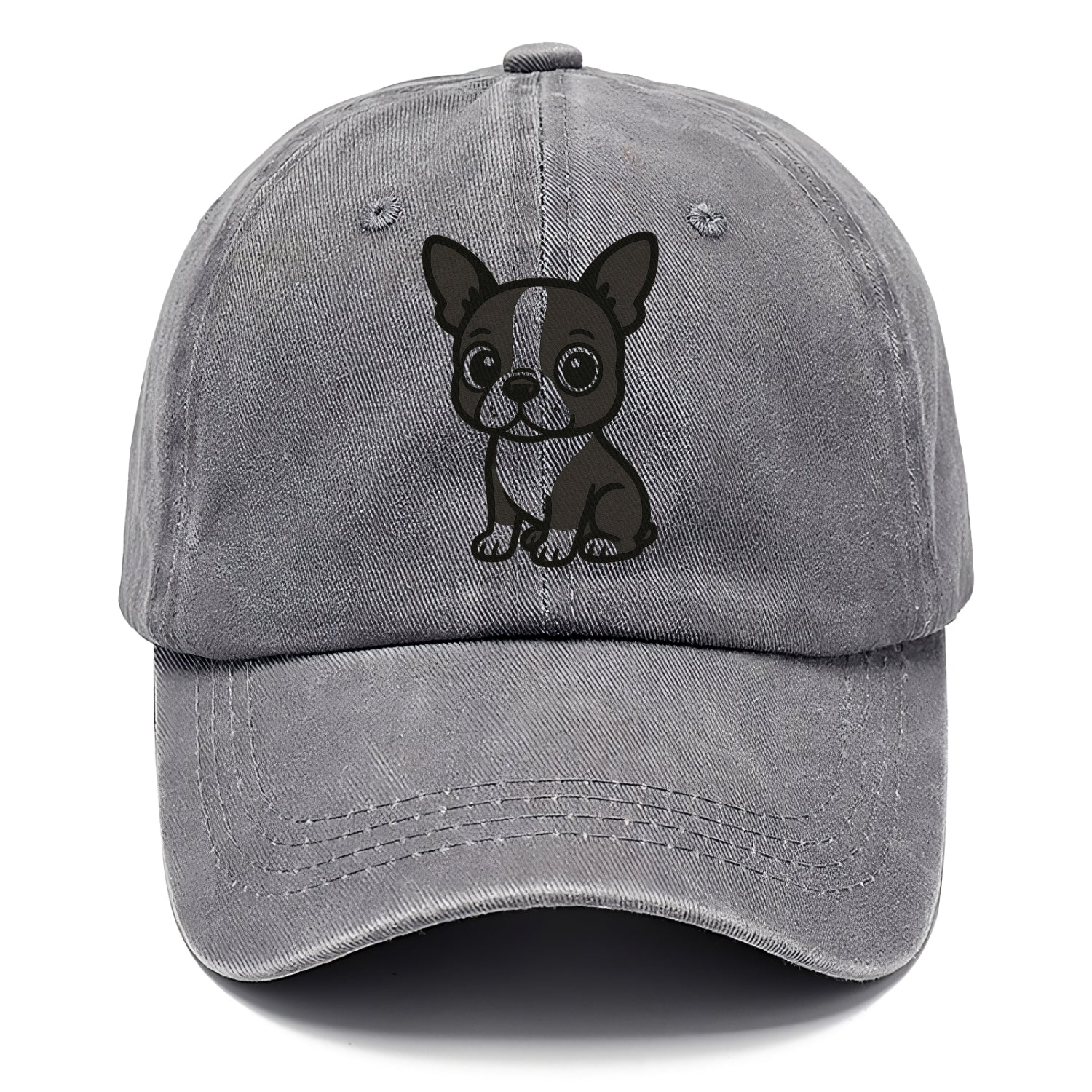 boston terrier black and white sitting pose with tuxedo markings portrait design Hat