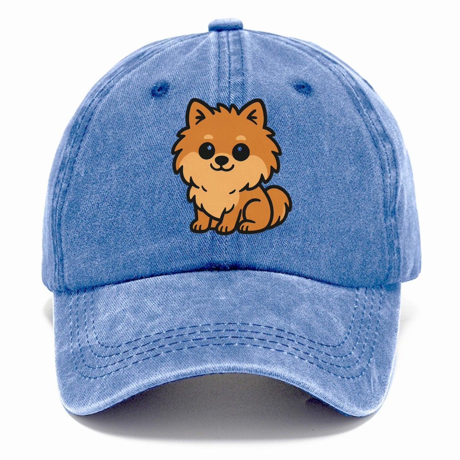 pomeranian orange fluffy sitting pose portrait design Hat