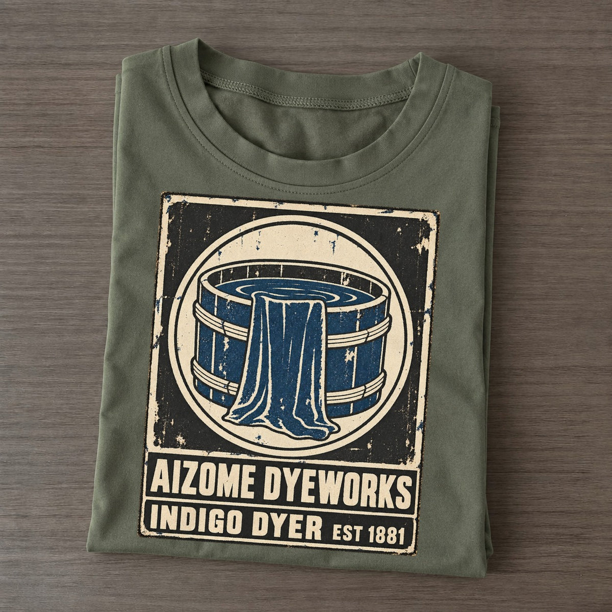 Aizome Dye House Noren Trade Co Classic T-shirt – Army Green