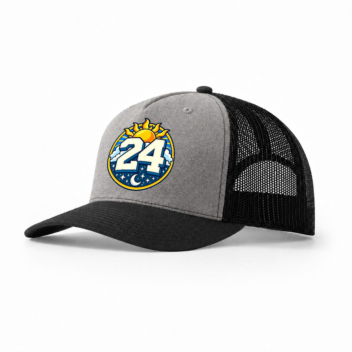 All Day Every Hour Number Club Trucker Hat – Grey Black