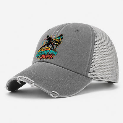 Allegedly A Grand Piano Player Music Instruments Washed Trucker Hat – Grey