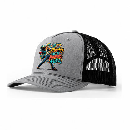 Allegedly A Harmonica Player Music Instruments Trucker Hat – Sport Grey Black
