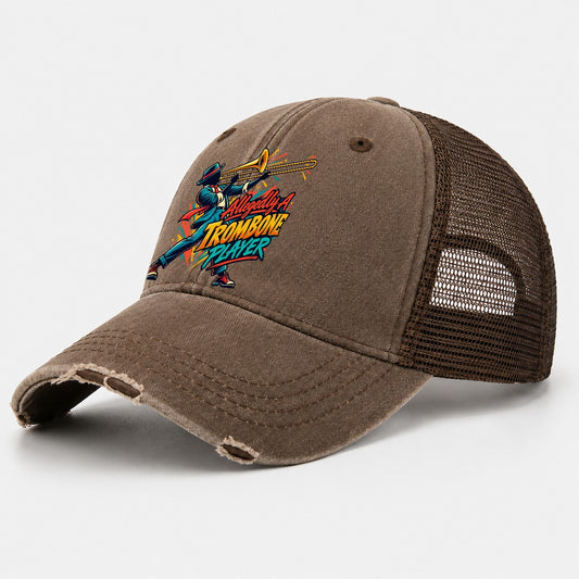 Allegedly A Trombone Player Music Instruments Washed Trucker Hat – Coffee