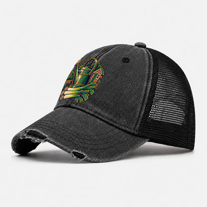 Allotment Shed Watering Can And Leeks Uk Culture Heritage Washed Trucker Hat – Black