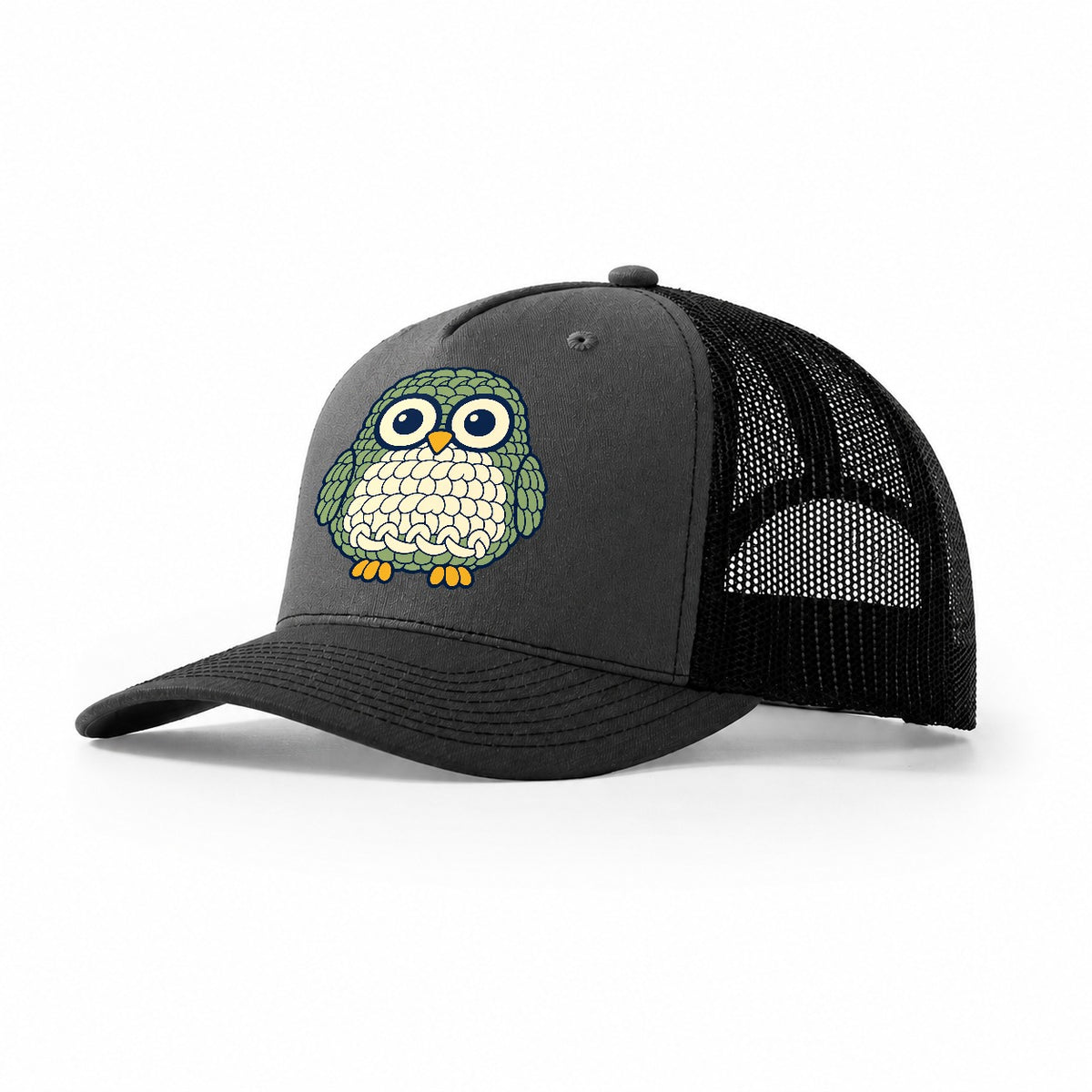 Amigurumi Owl Yarn Crafts Trucker Hat – Dark Grey Black