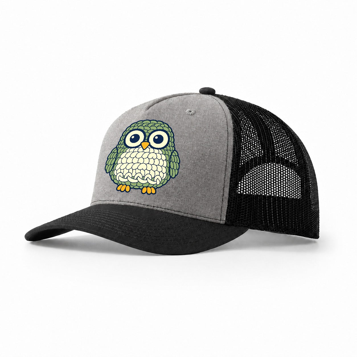 Amigurumi Owl Yarn Crafts Trucker Hat – Grey Black