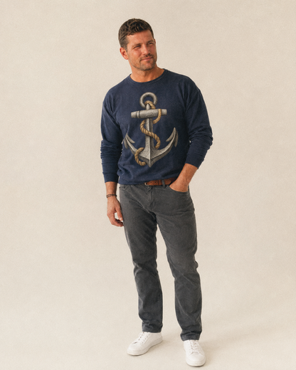 Anchor And Rope Fleece Sweatshirt – studio model photo