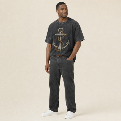 Anchor And Rope Vintage T-shirt – studio model photo