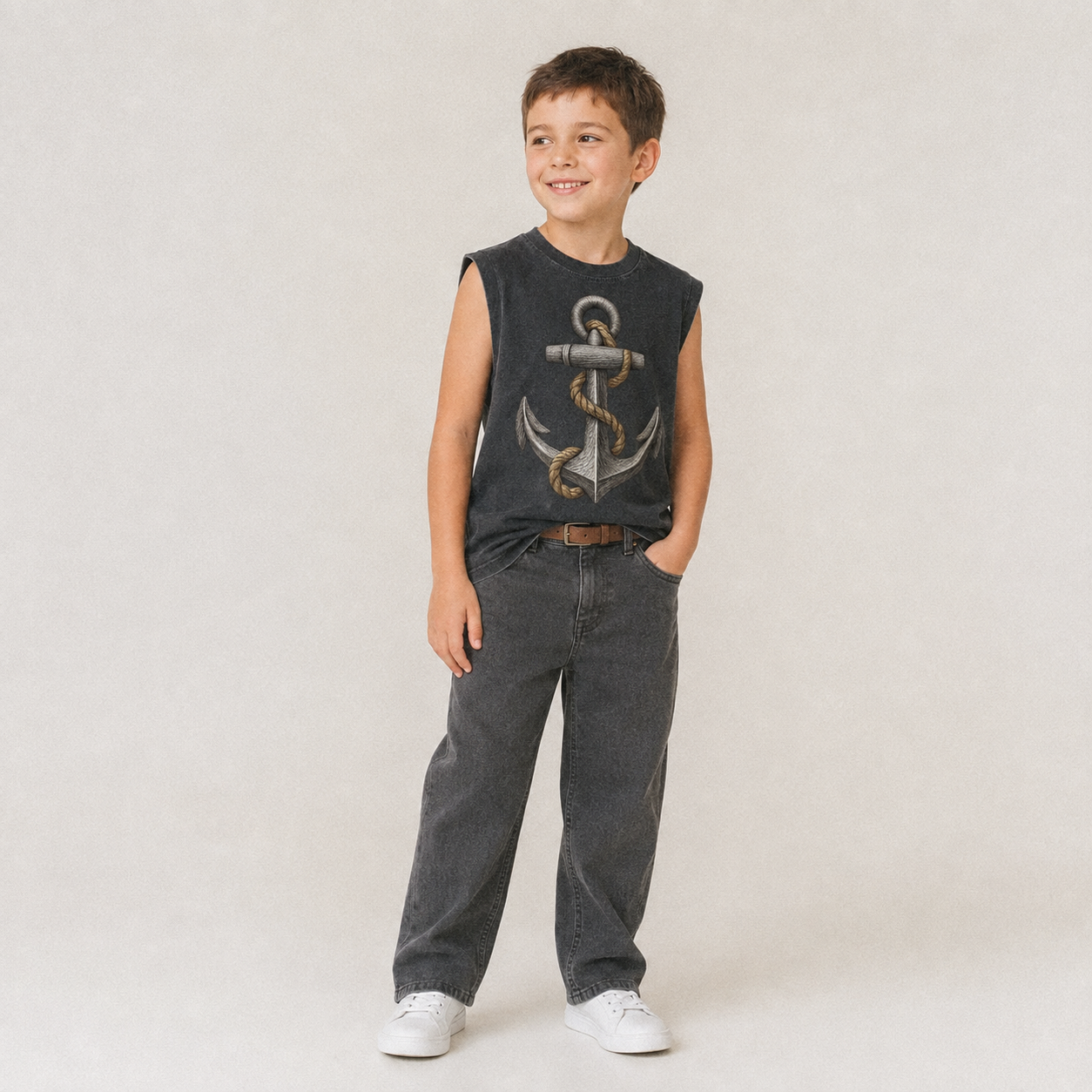 Anchor And Rope Vintage Washed Tank – studio model photo