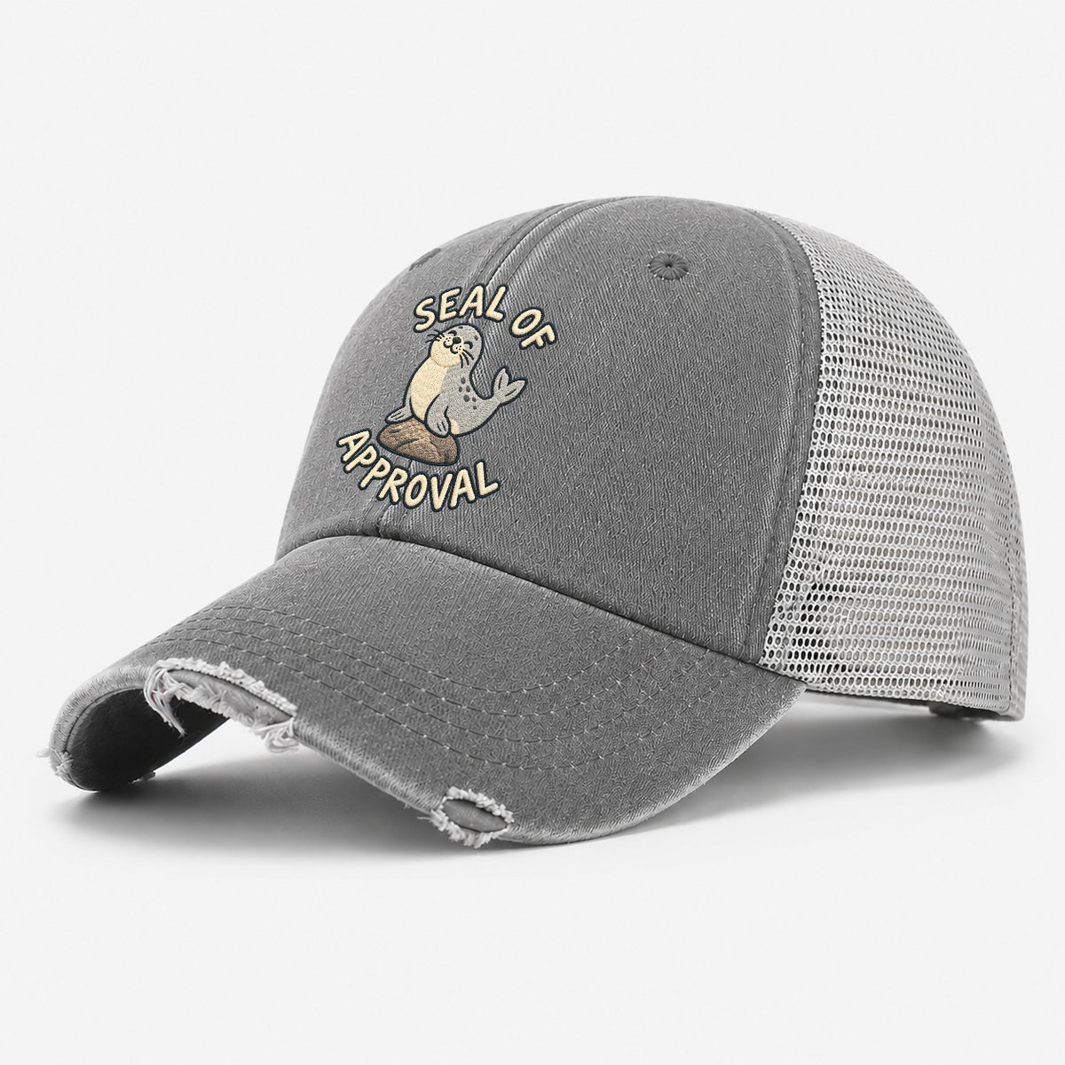 Seal Animal Puns Washed Trucker Hat – Grey