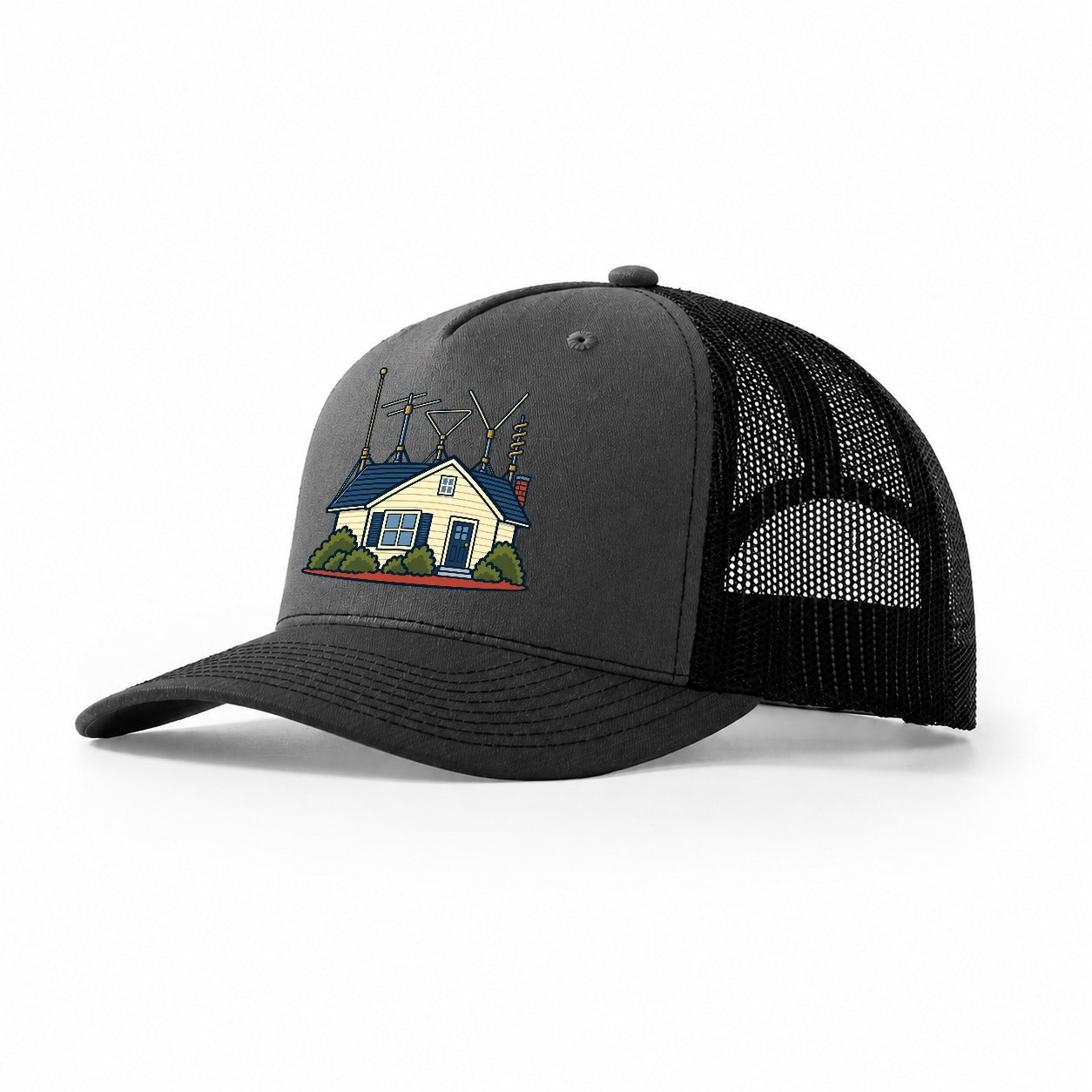 Antenna Filled Garden Amateur Radio Trucker Hat – Dark Grey Black