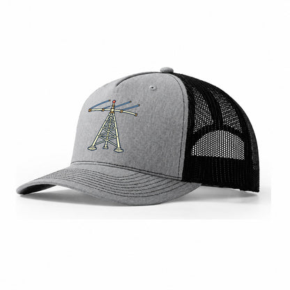 Antenna Tower Silhouette Amateur Radio Trucker Hat – Sport Grey Black