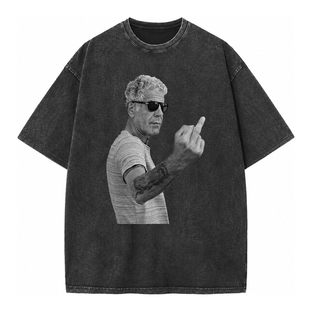 Anthony Bourdain Middle Finger Vintage T-shirt – Black