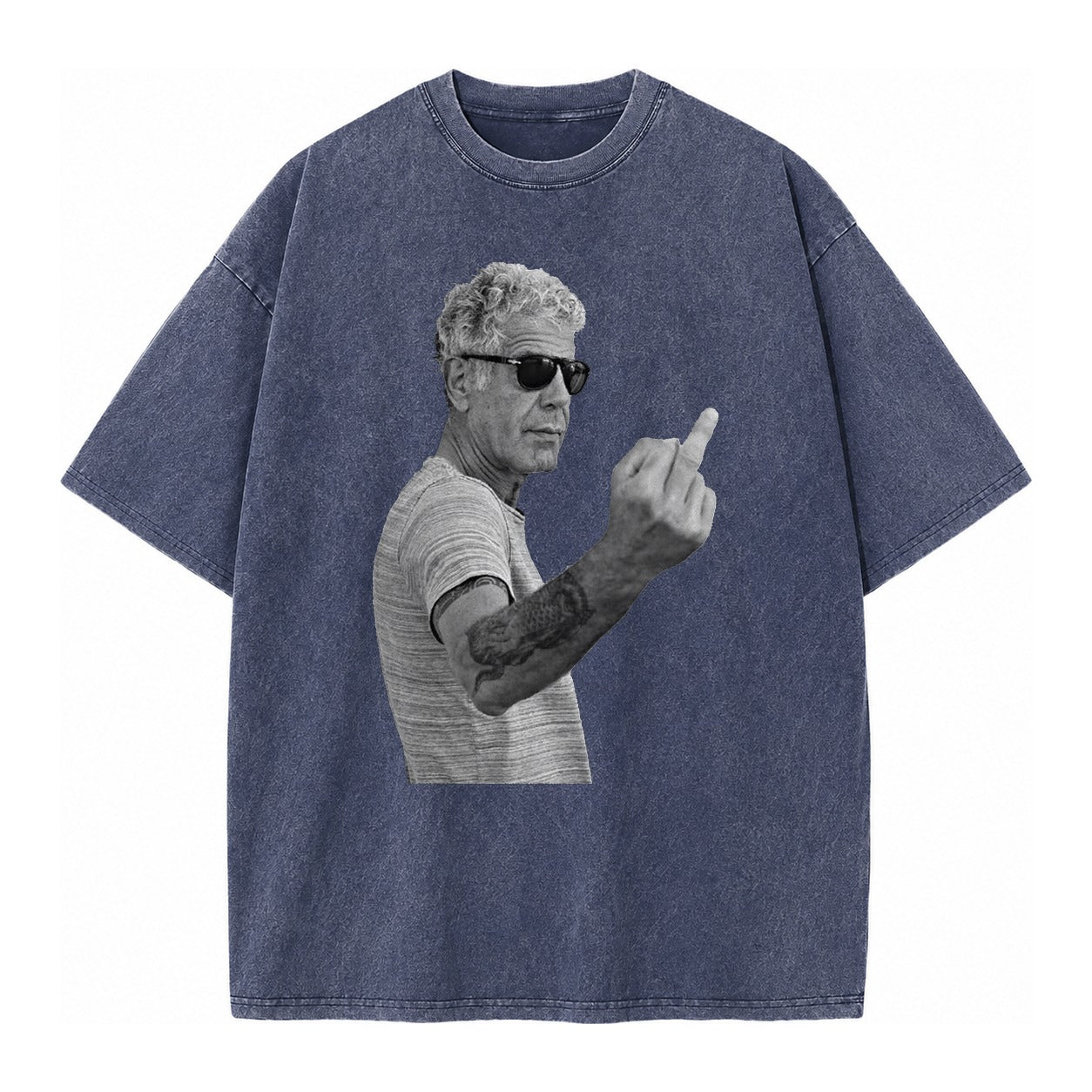 Anthony Bourdain Middle Finger Vintage T-shirt – Blue