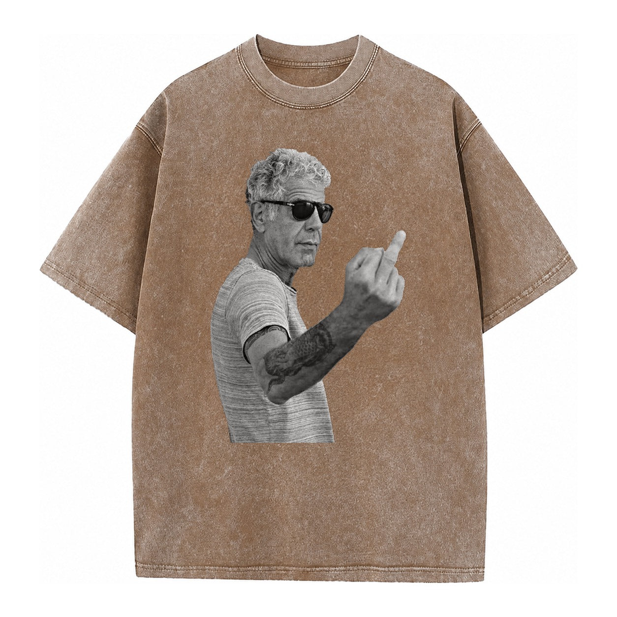 Anthony Bourdain Middle Finger Vintage T-shirt – Brown
