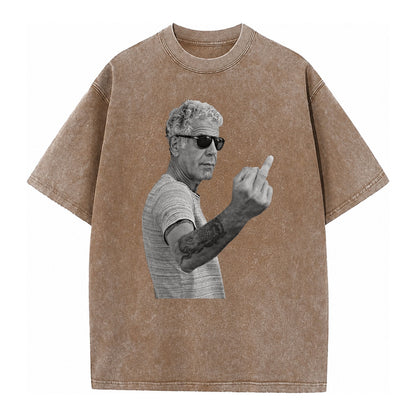 Anthony Bourdain Middle Finger Vintage T-shirt – Brown