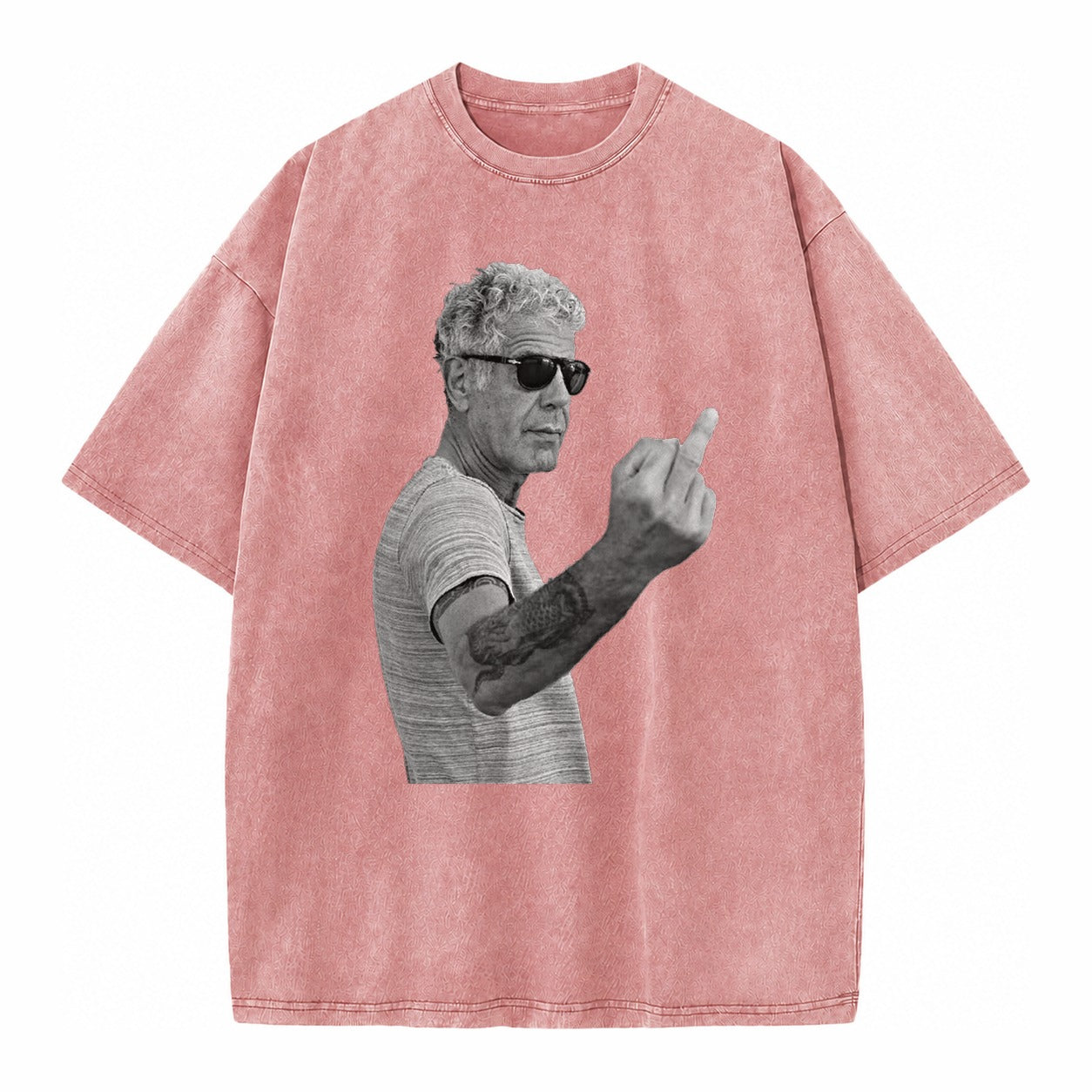 Anthony Bourdain Middle Finger Vintage T-shirt – Dusty Rose(Rose)