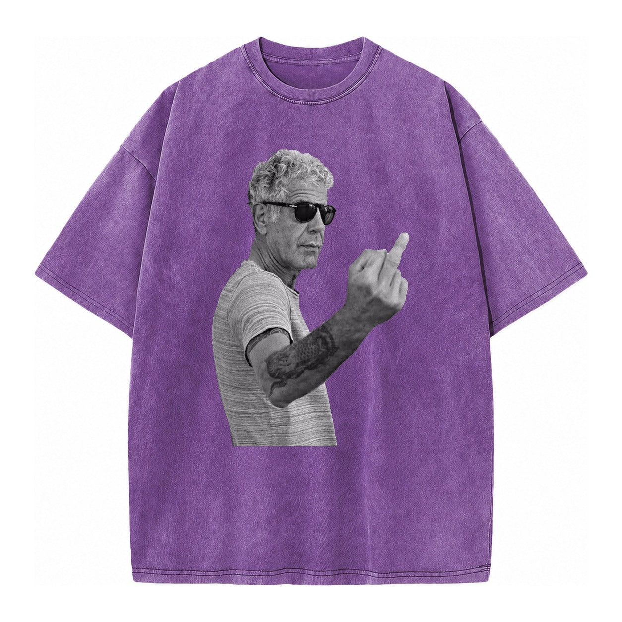 Anthony Bourdain Middle Finger Vintage T-shirt – Purple