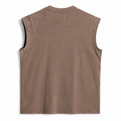 Anthony Bourdain Middle Finger Vintage Washed Tank – brown back view