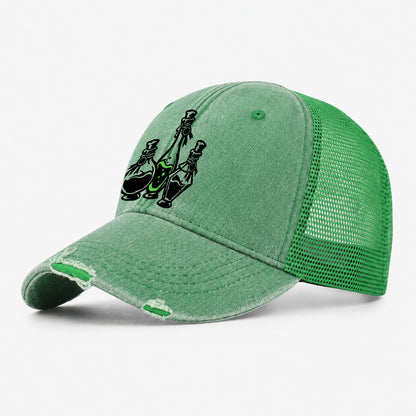 Apothecary Potion Bottle Trio Witch Magic Washed Trucker Hat – Ink Green