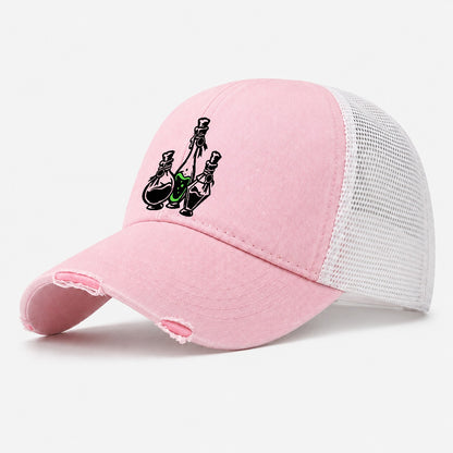 Apothecary Potion Bottle Trio Witch Magic Washed Trucker Hat – Light Pink