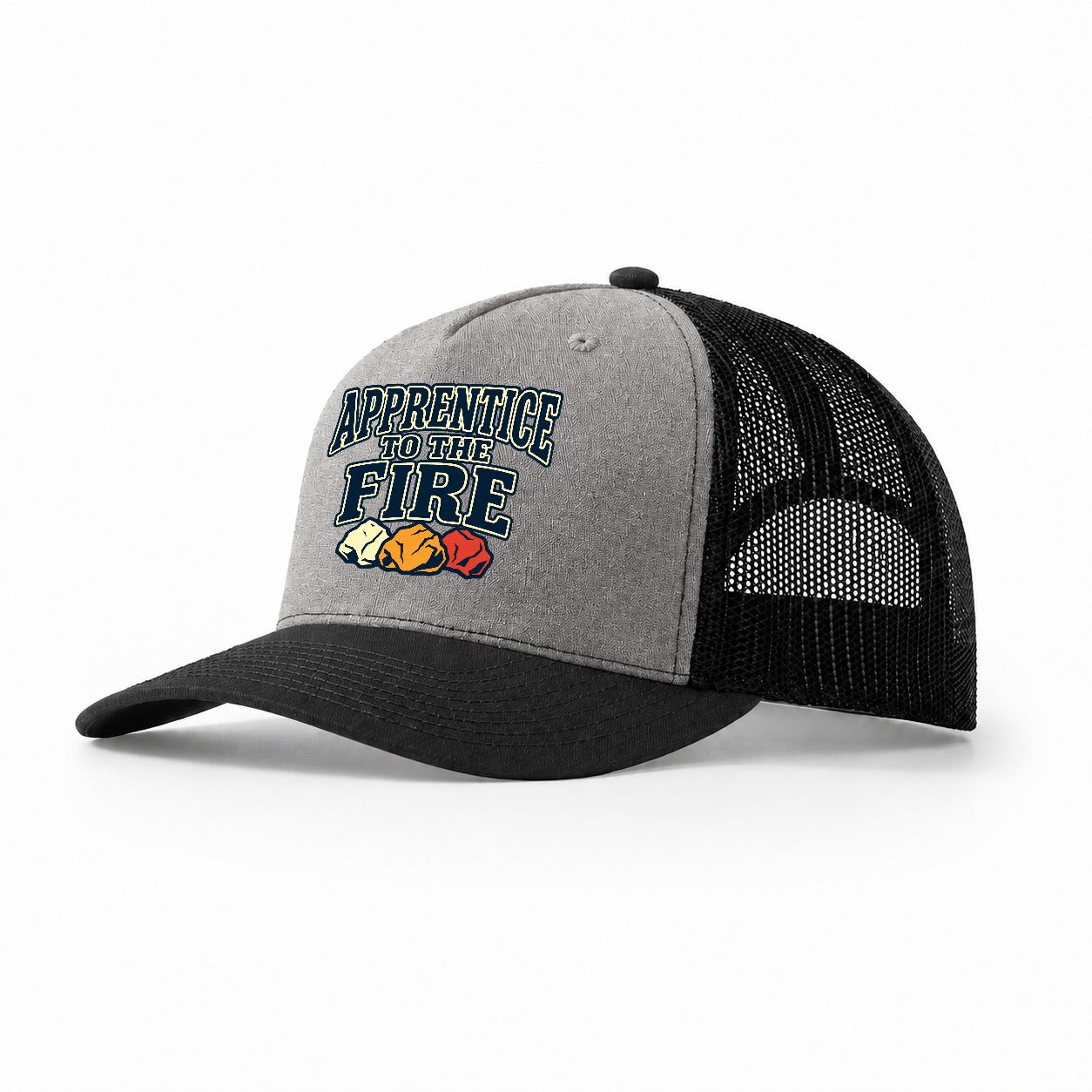 Apprentice To The Fire Blacksmithing Trucker Hat – Grey Black