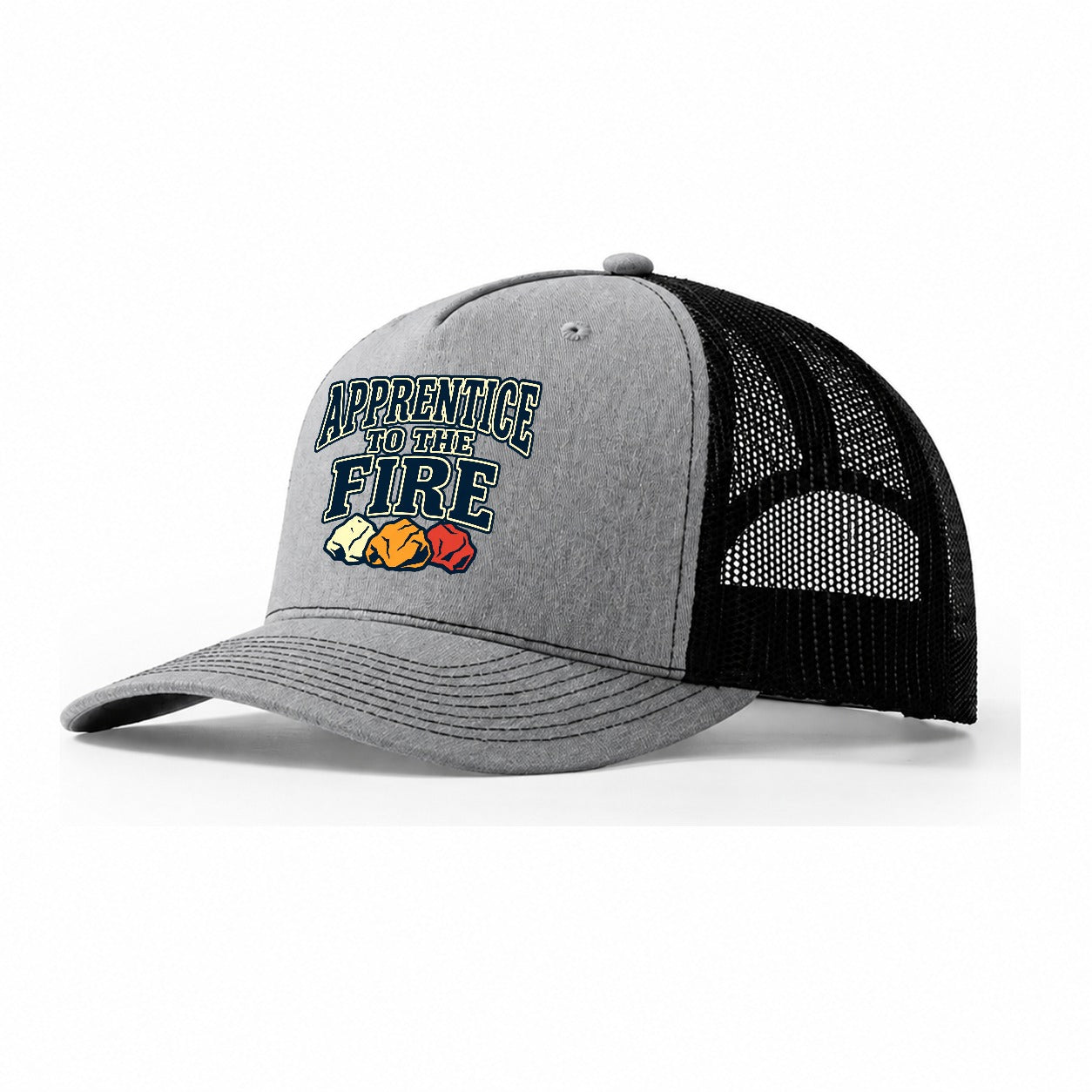 Apprentice To The Fire Blacksmithing Trucker Hat – Sport Grey Black