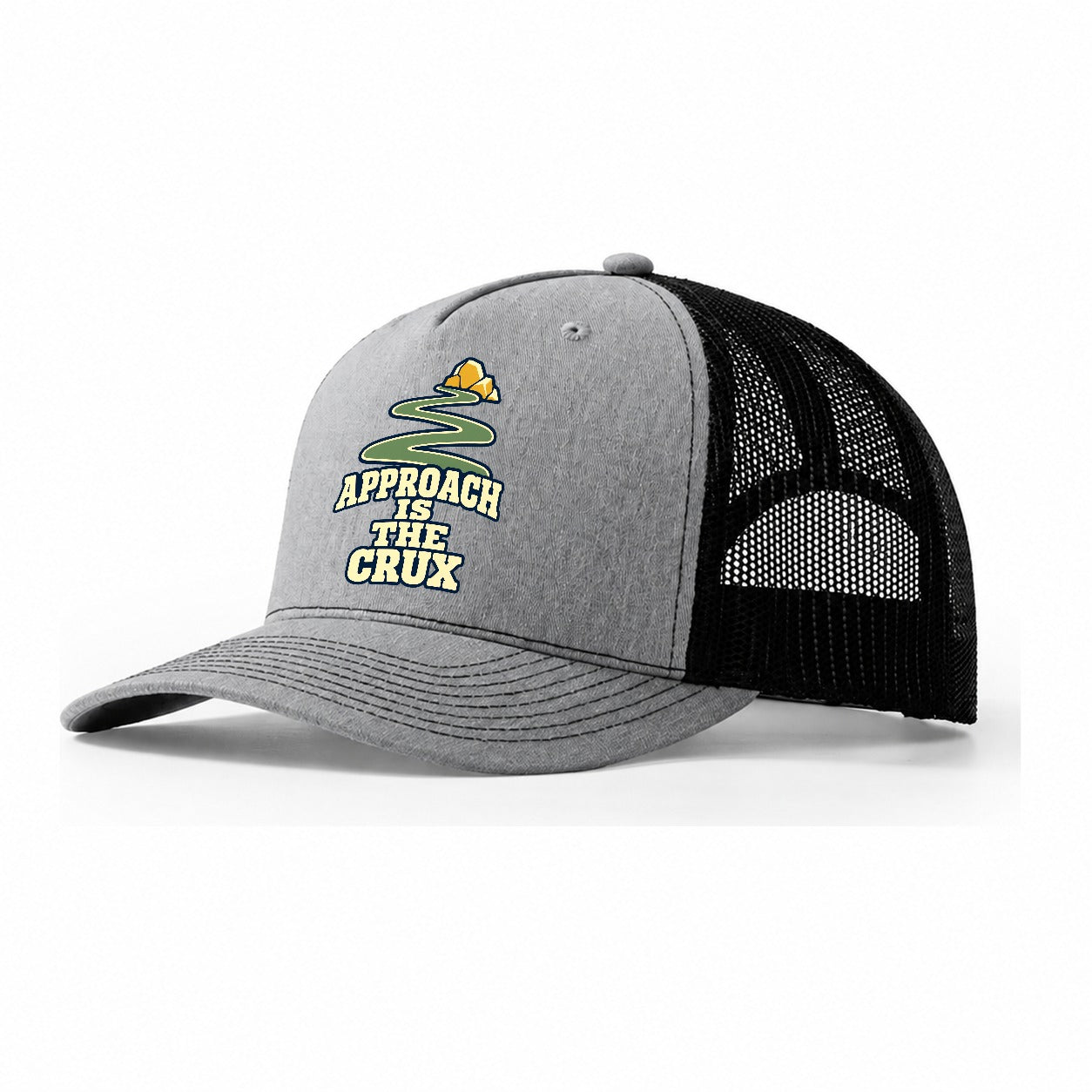 Approach Is The Crux Rock Climbing Trucker Hat – Sport Grey Black