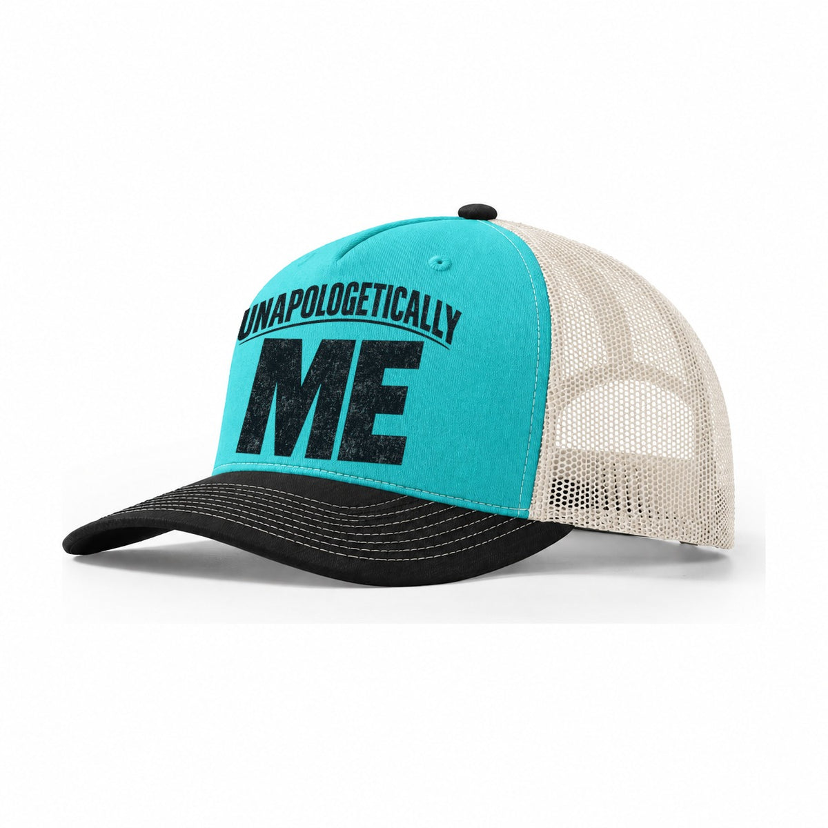 Unapologetically Me Trucker Hat – Aqua Black White