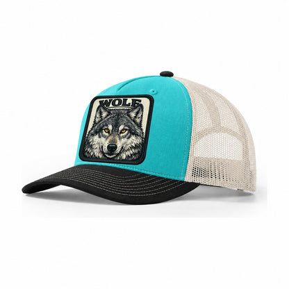 Wolf Trucker Hat – Aqua Black White