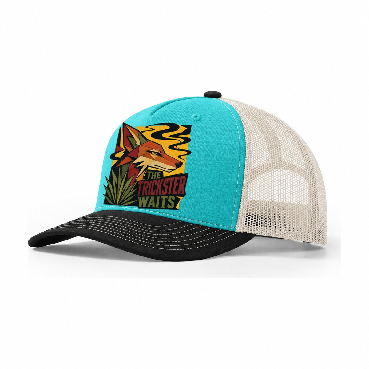 Coyote Desert Profile Trucker Hat – Aqua Black White