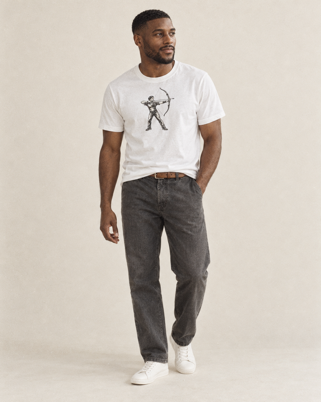 Archer Standing Full Draw Global Sports Ink Figures Classic T Shirt Bafa51F6 – studio model photo