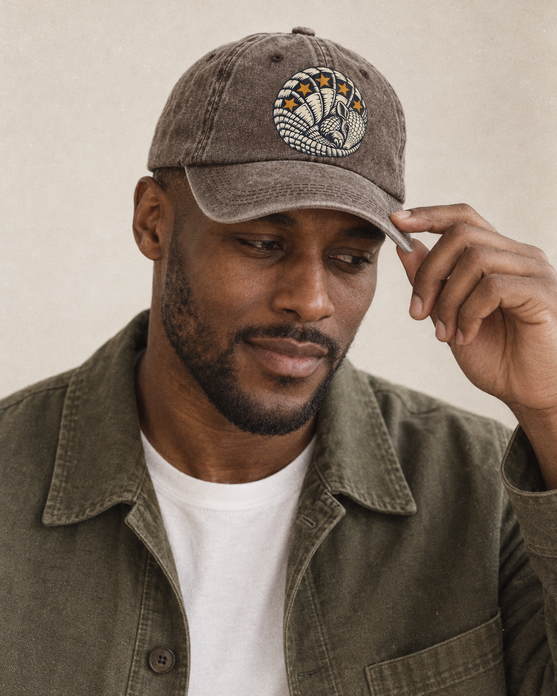 Model wearing the cap