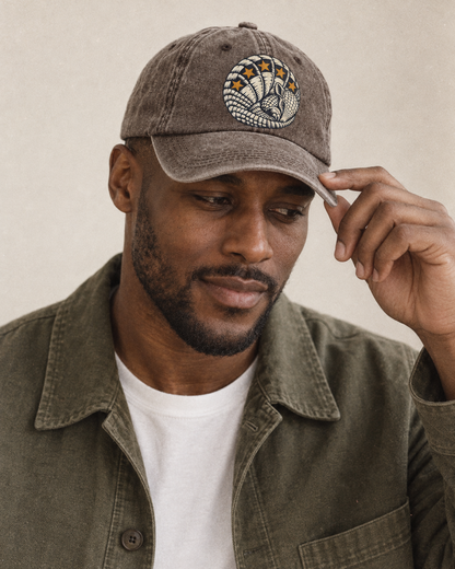 Model wearing the cap
