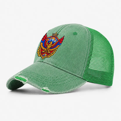 Armenia Heraldic Crest Country Logos Washed Trucker Hat – Ink Green
