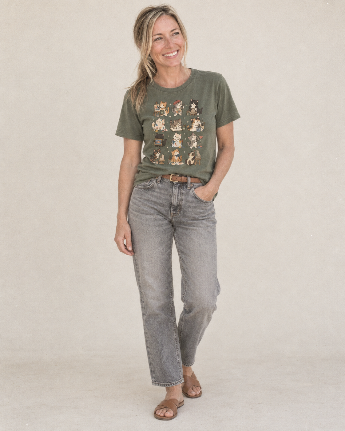 Art Studio Cat Club Classic T-shirt – studio model photo
