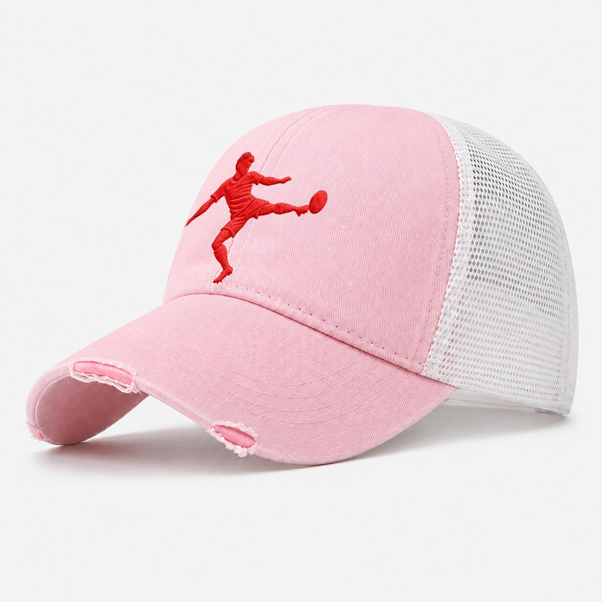 Association Football Side Volley Micro Motion Mark Washed Trucker Hat – Light Pink