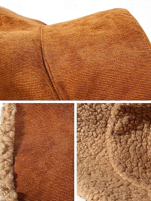 Premium Material: Made of corduroy with sherpa trim, offering a soft touch and durable wear.