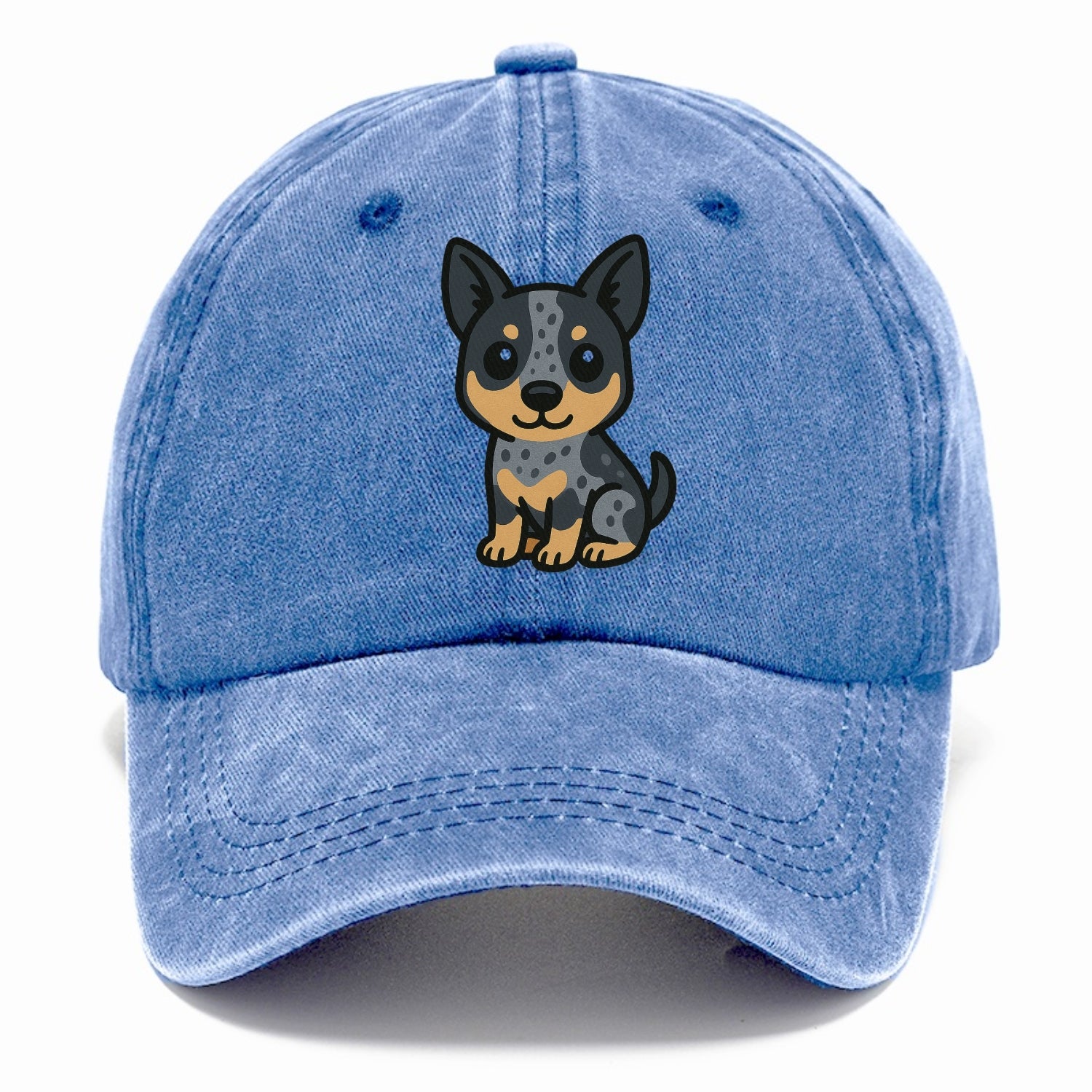 australian cattle dog blue heeler sitting pose portrait design Hat