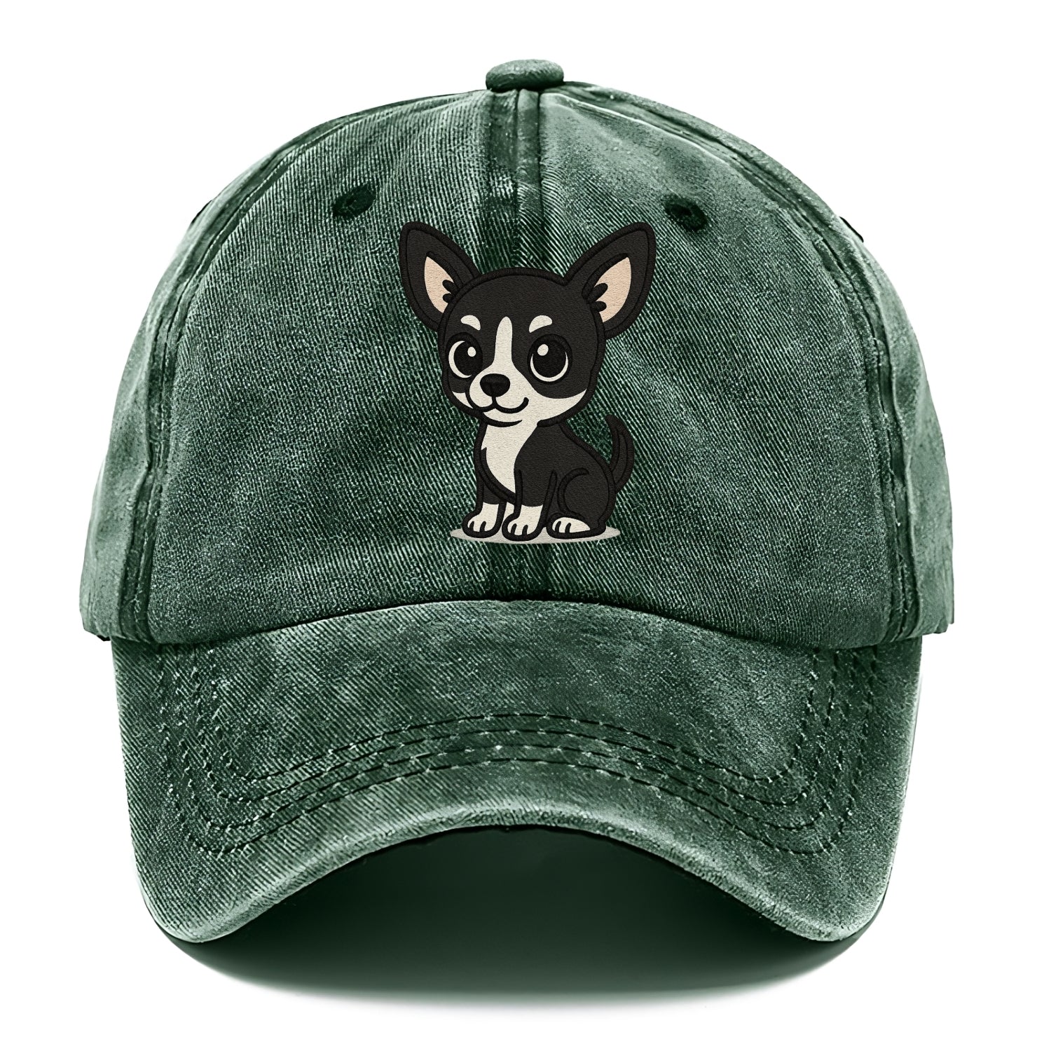 chihuahua black and white sitting pose portrait design Hat