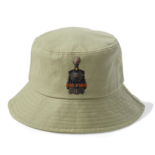 Steam Engine Textured Train Illustration Bucket Hat