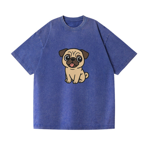 Pug Tilted Head With Tongue Out Portrait Design Vintage T-shirt