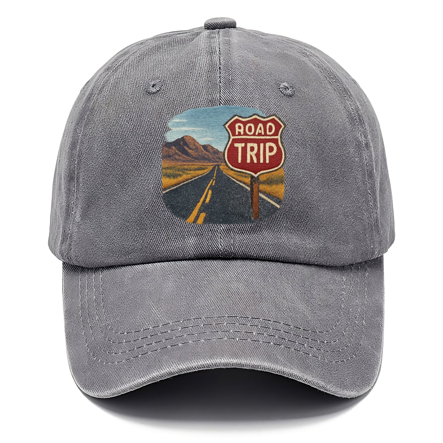 american road trip scenic embroidery Hat