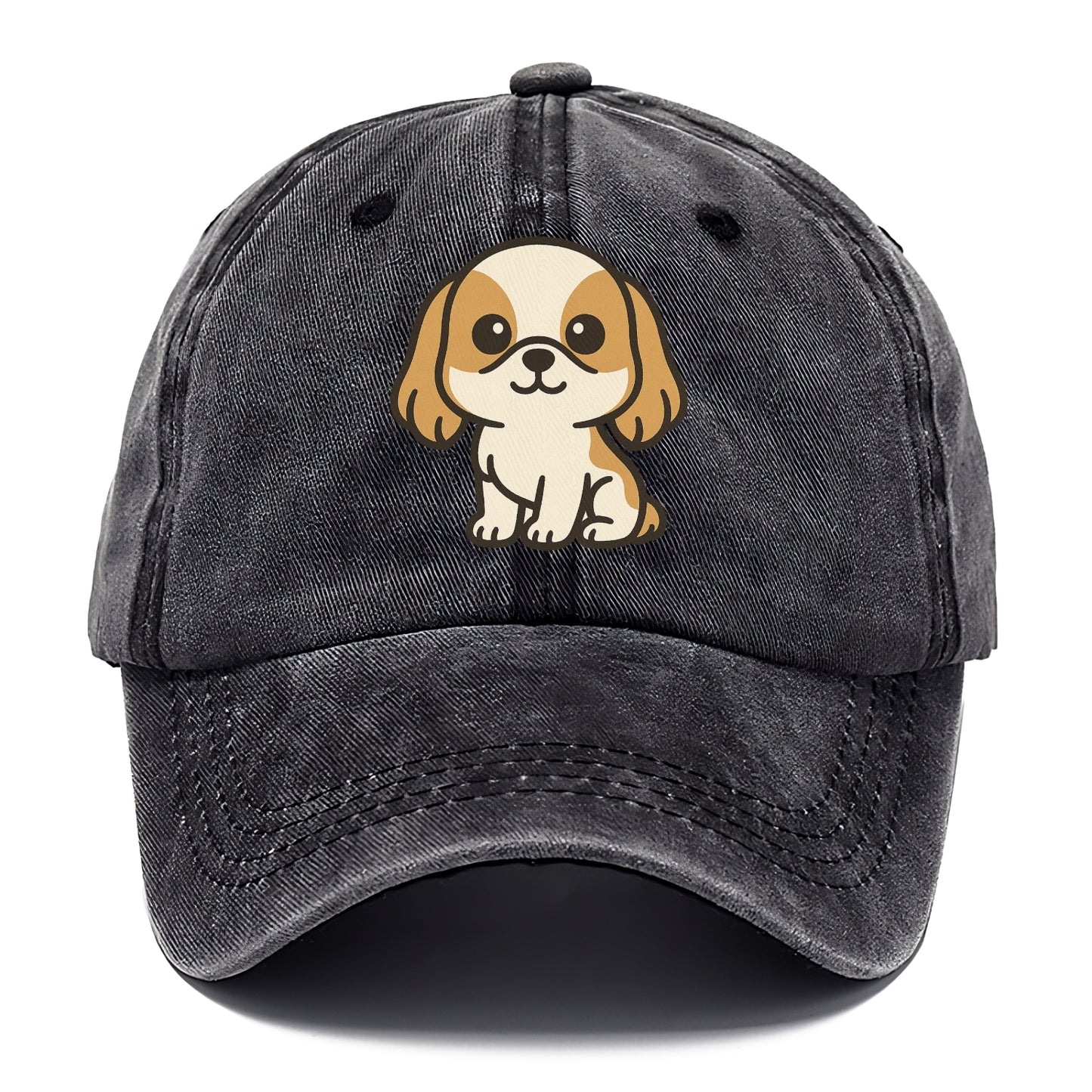 shih tzu white and gold sitting pose with long ears portrait design Hat