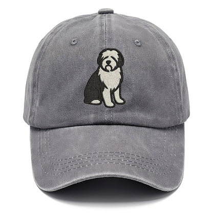 Old English Sheepdog Black And White Pose Hat