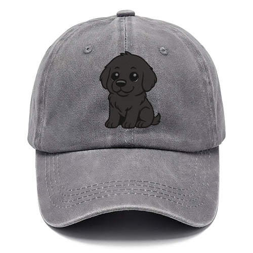 Newfoundland Black Sitting Pose With Gentle Giant Expression Portrait Design Classic Cap