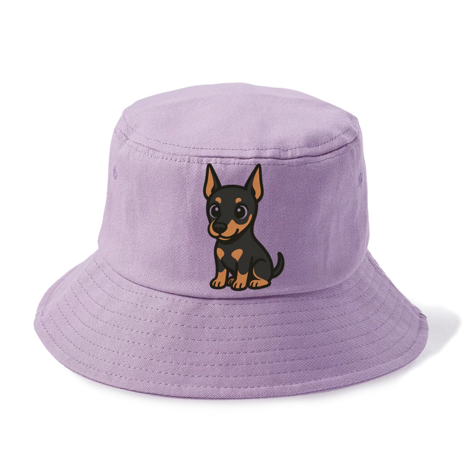 doberman black and tan sitting pose with cropped ears portrait design Hat