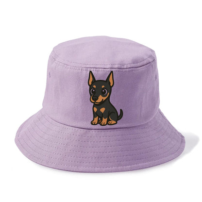 doberman black and tan sitting pose with cropped ears portrait design Hat