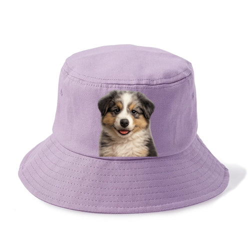Australian Shepherd Puppy Portrait Design Bucket Hat